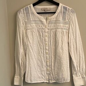 LOFT Women's White Button-Up Blouse